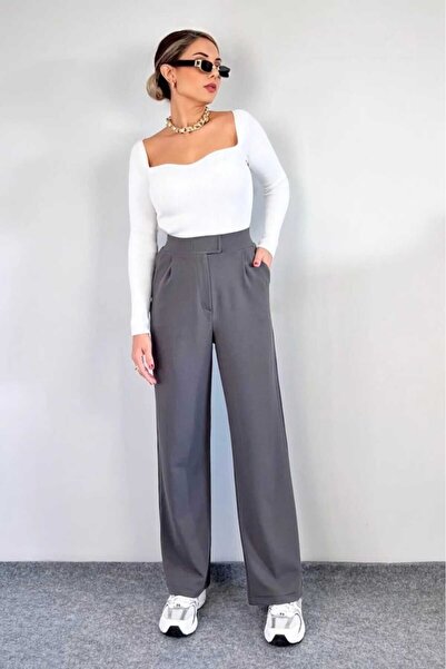 CODER SW Ženske palazzo pantalone od likre sa čičak zatvaračem, crne