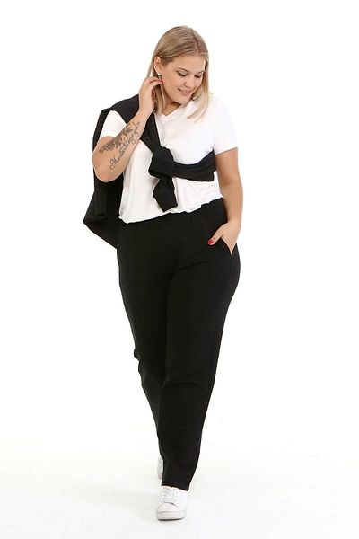MYLİNE Knitted Elastic Waist Pocket Trousers