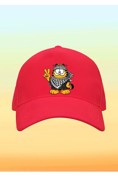 relaxbaskı Garfield Printed Children's Hat with Kefiyeh