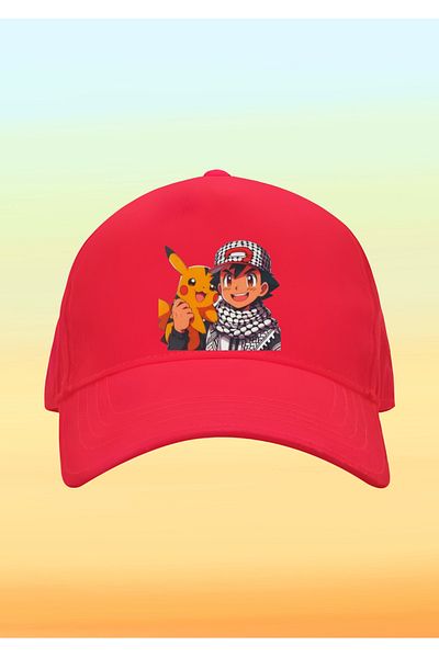 relaxbaskı Kefiyeli Pokemon Printed Children's Hat