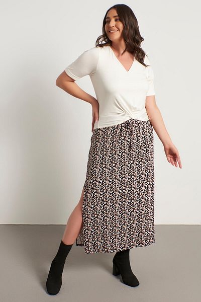 MYLİNE Floral Long Combed Cotton Skirt