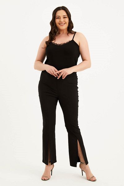 MYLİNE Elastic Waist Trousers with Slits on the Front