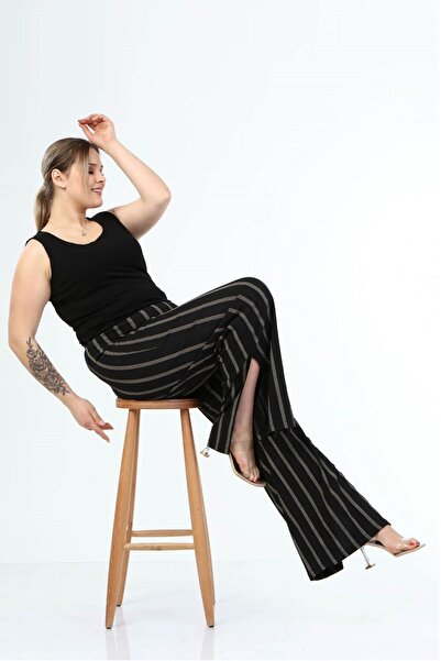 MYLİNE Slit Leg Trousers with Elastic Waist