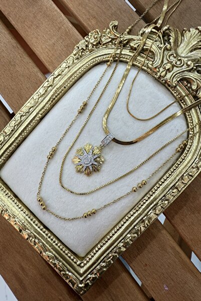 AURA ATELIER Çelik 4'lü Taşlı Kuzey Yıldızı Kombin Kolye 47-51-55-65 cm