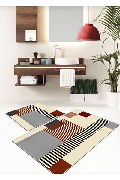 Ardizayn Hera - Σετ 2 βαμβακερά υφαντά χαλιά μπάνιου (60X100-40X60 CM)