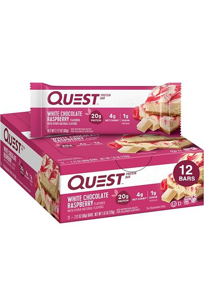 QUEST NUTRITION Quest white chocolate raspberry protein bar pack of 12*60g