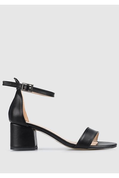 Provoq Black Heeled Sandals for Women