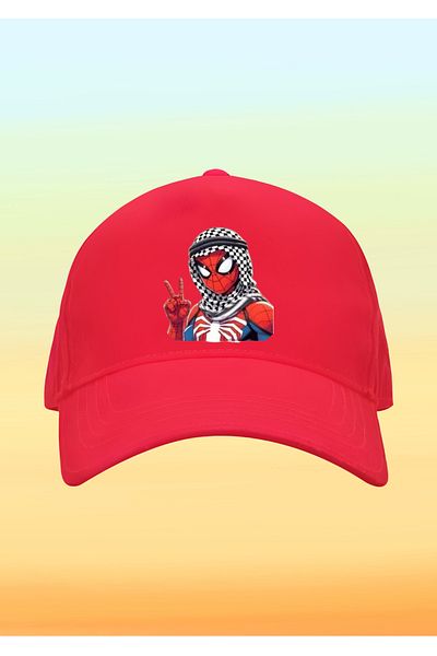 relaxbaskı Spider-Man Printed Children's Hat with Kefiyeh