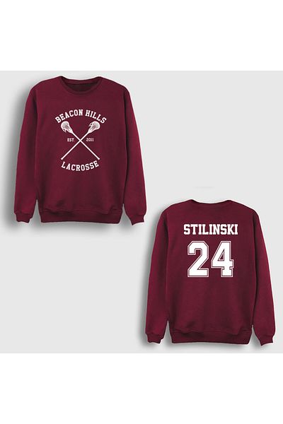 Presmono Φούτερ Unisex Claret Red Style Stilinski Array Teen Wolf με στάμπα στην πλάτη 531230 ττ