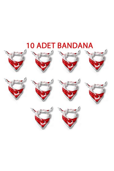 TUA Pack of 10 K.Atatürk Signed Turkish Flag Pattern Bandana/Scarf