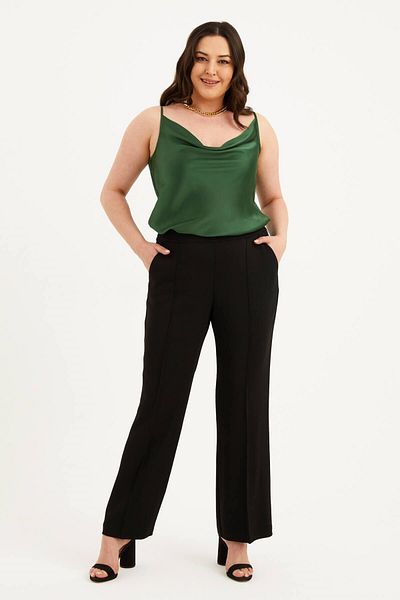 MYLİNE Elastic Back Waist Palazzo Trousers