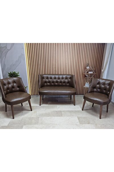 Azra Aksesuar Deri Çay Seti Koltuk Takımı - Bekleme Salonu - Cafe Mobilya - O...