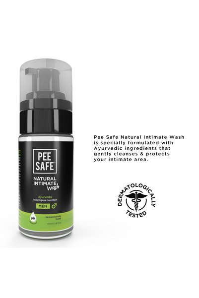 Pee Safe PeeSafe Natural Daily Intimate wash for men with Ayurveda Extracts, Tea Tree essential oil, 100ml
