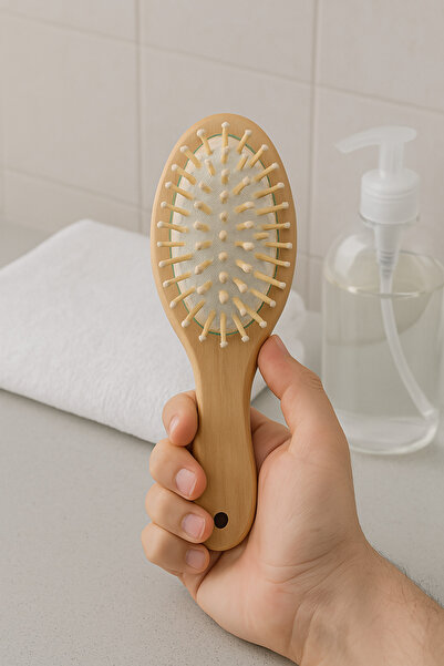 MİS KİTCHEN Bamboo Tip Brush Wooden Hair Brush - Bamboo Toothed Hair Brush