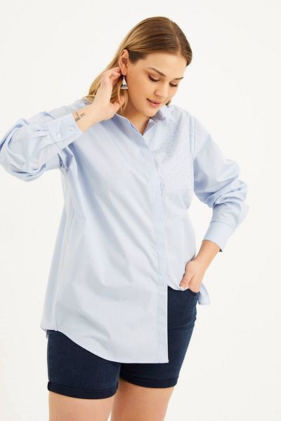 MYLİNE Cămașă oversize din popelin cu imprimeu cu piatră