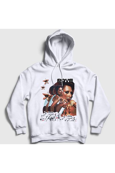 Presmono Unisex White Poster Music Raye Hooded Sweatshirt 533747 Tt