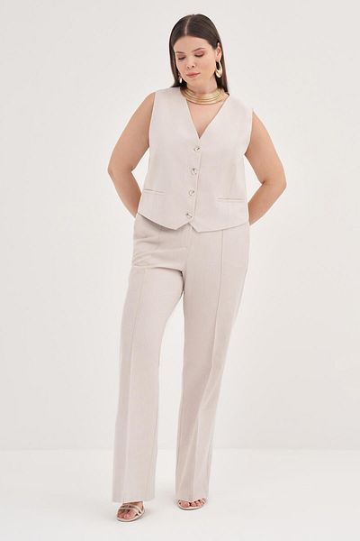 MYLİNE Linen Straight Cut Classic Trousers