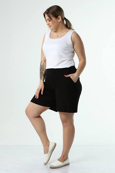 MYLİNE Pocketed Combed Shorts with Elastic Waist