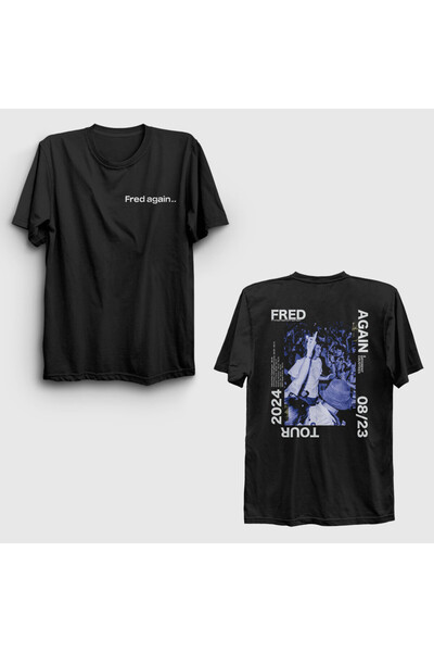 Presmono Унисекс черна тениска с щампа на гърба на Fred Again 535377tt