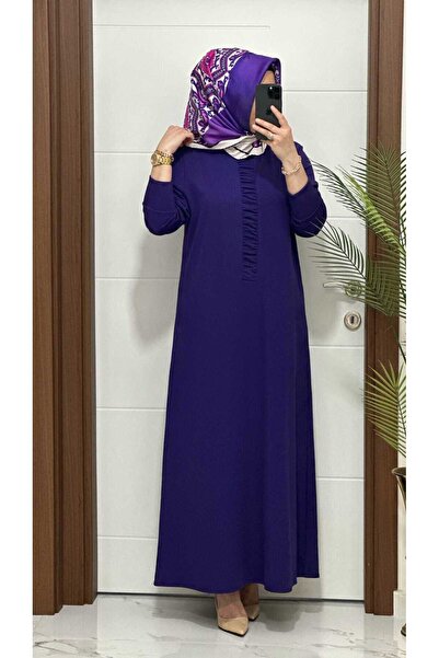 modasura 6212 K 70 MOR önü büzgü detay fitilli burgu kumaş beden elbise yeni ...