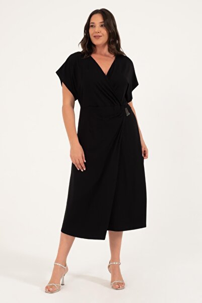 MYLİNE Wrap Dress with Metallic Detail