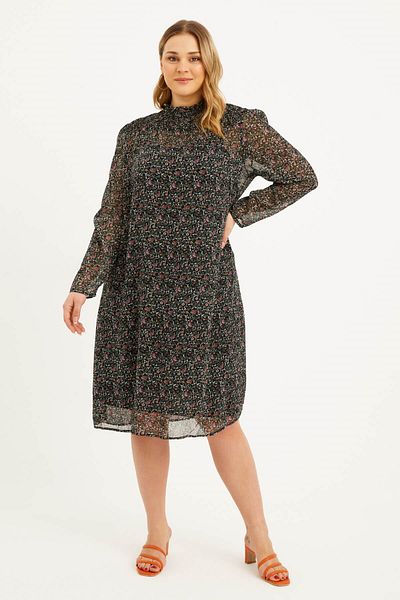 MYLİNE Lined Chiffon Gipe Detailed Dress