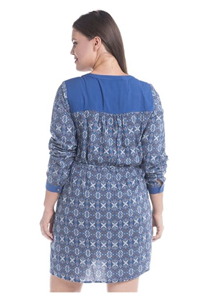 MYLİNE Önü Kuşgözlü Uzun Kollu Elbise