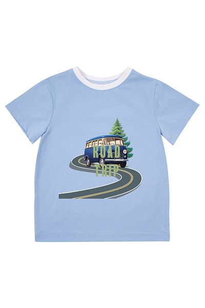 Mavipink Tricou cu mânecă scurtă din bumbac, culoare albastră, pentru băiat