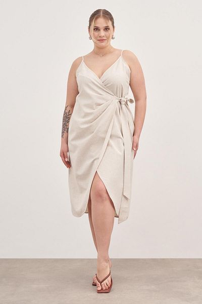 MYLİNE Linen Wrap Dress