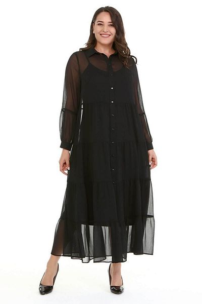 MYLİNE Lined Chiffon Layered Long Dress