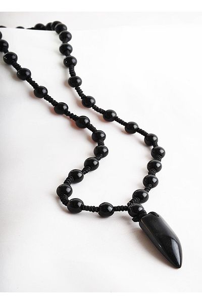 RoseRoi Beaded Ivory Black Color Necklace