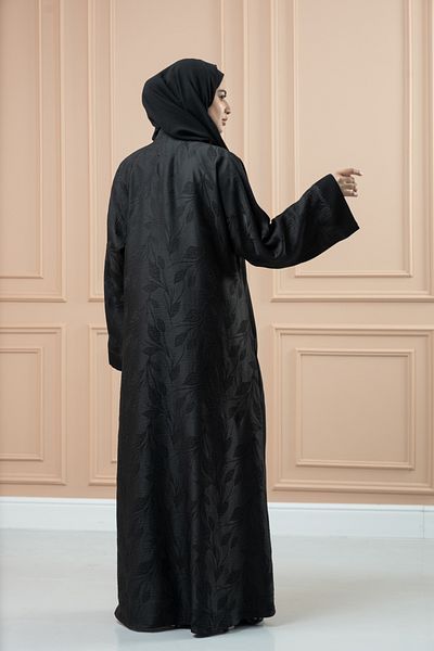 LAVİNİA عباية جاكار نسائية من لافينيا، لون أسود أنيق