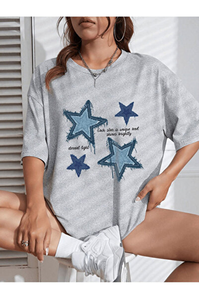 EFFRENATU Endless Light Printed Crew Neck Short Sleeve Girls T-Shirt