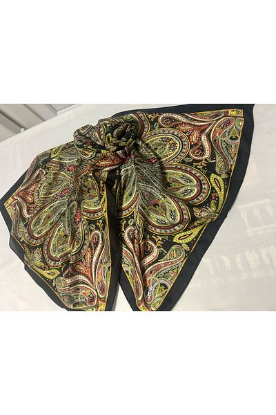 ALTUNTAŞ Women's Cotton Black Retro Etnic Shawl