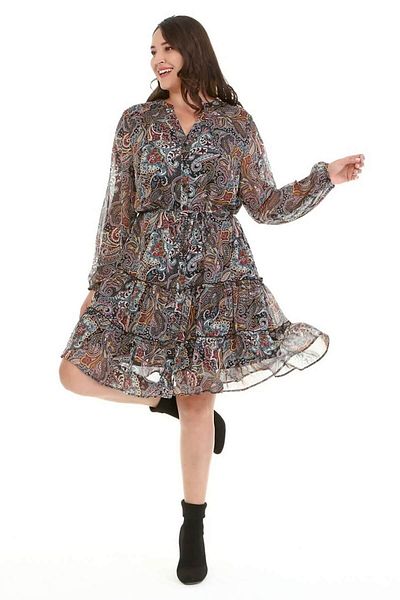 MYLİNE Chiffon Ruffle Detailed Belted Dress
