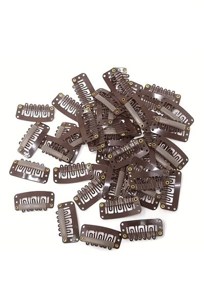 ROBERTO BORNOVA 10 buc. Închizătoare cu snap din metal maro în formă de U - Cataramă pentru perucă cu clips - Cataramă pentru păr 3,2 cm