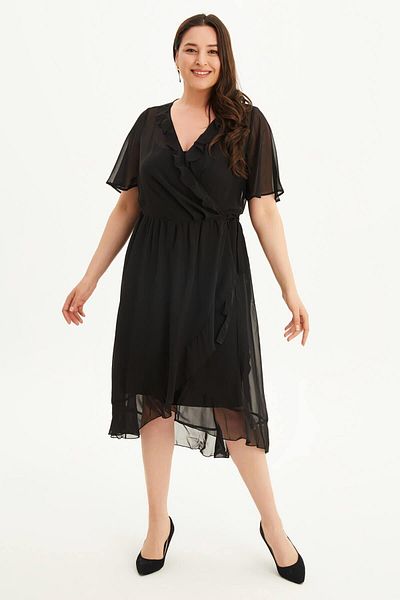 MYLİNE Lined Wrap Chiffon Dress