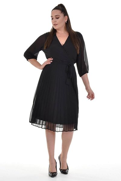 MYLİNE Lined Chiffon Pleated Dress