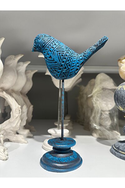 İki Cadı Tasarım Etnik Desenli Kuş Figürü | Ayaklı Polyester Dekoratif Obje