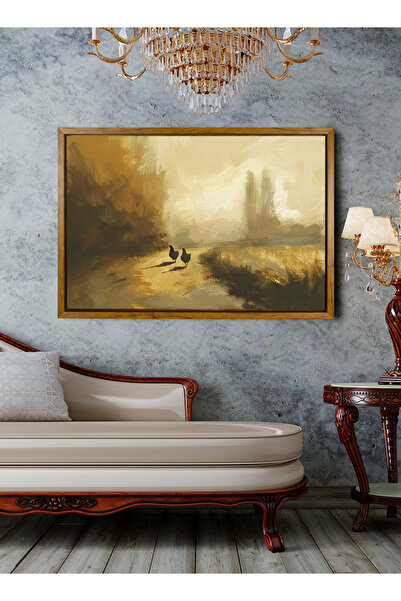 LOWHA لوحة فنية جدارية من القماش ممدودة على إطار خشبي عائم بألوان خشبية ولوحة...