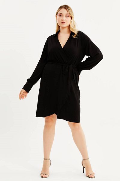 MYLİNE Combed Cotton Wrap Belted Dress