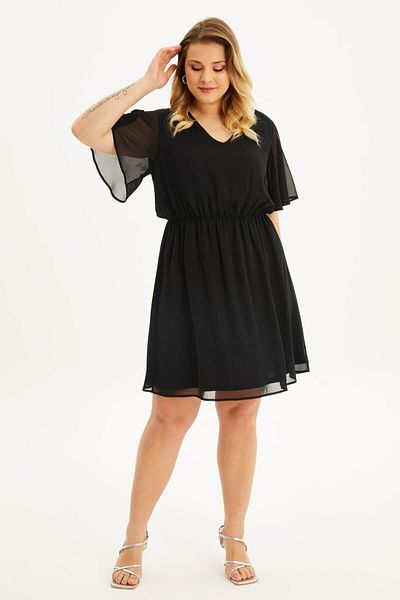 MYLİNE Lined Flounce Chiffon Dress