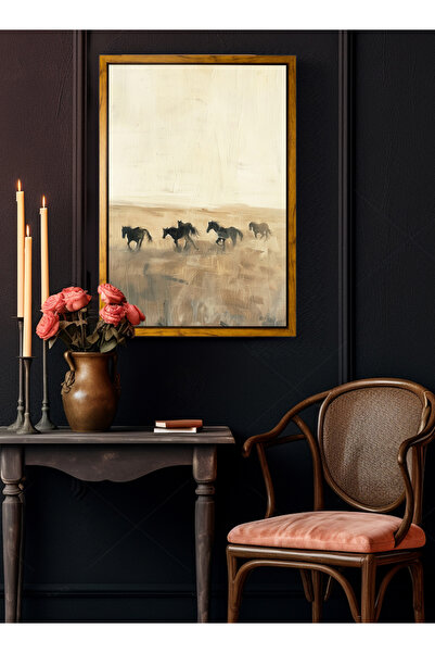 LOWHA لوحة فنية جدارية من القماش ممدودة على إطار خشبي عائم بألوان خشبية ولوحة...