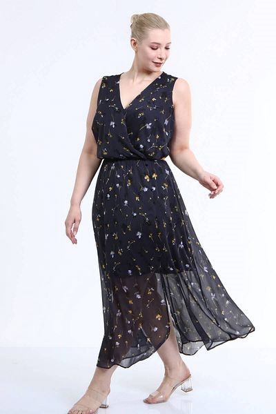 MYLİNE Lined Chiffon Sleeveless Dress