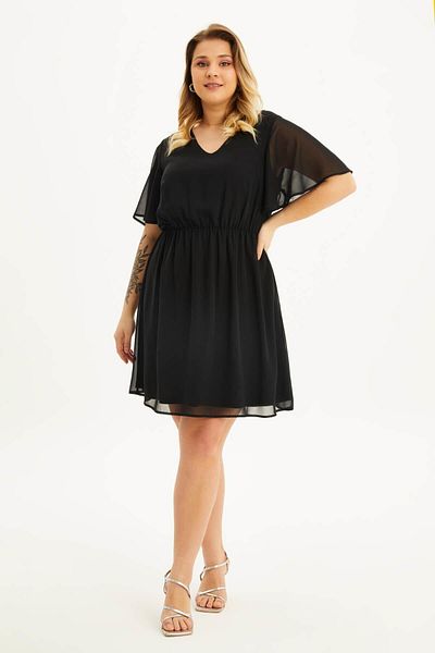 MYLİNE Lined Flounce Chiffon Dress