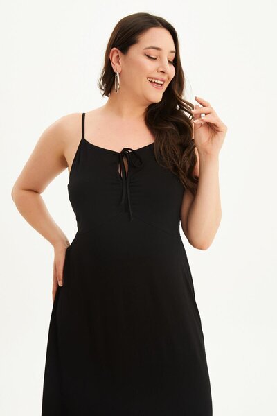 MYLİNE Rochie din bumbac pieptănat cu decolteu