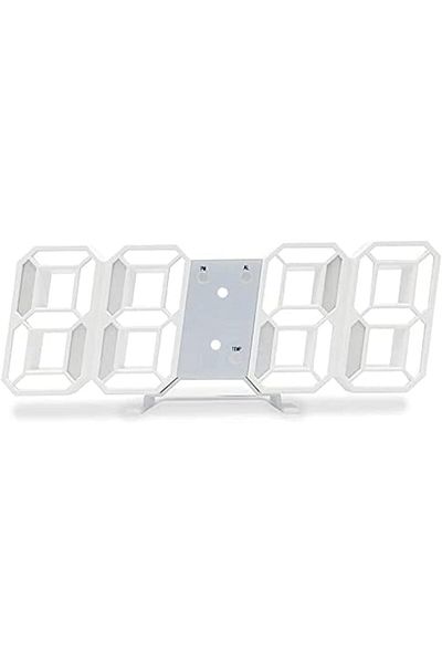GENERAL 3D Wall LED Alarm Digital Clock White Number Time Clock