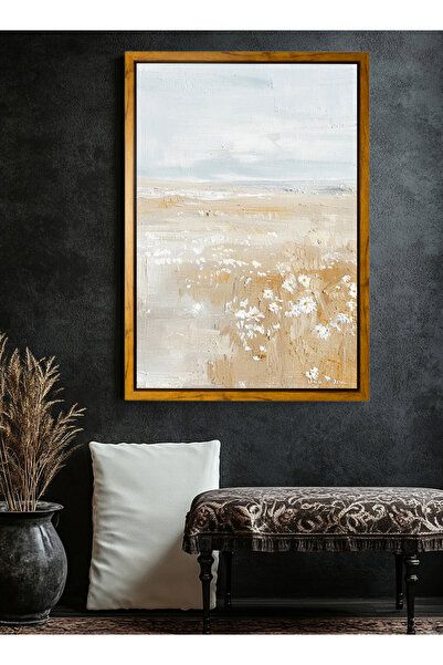 LOWHA لوحة فنية جدارية من القماش مشدودة على إطار خشبي مع إطار عائم بلون الخشب...