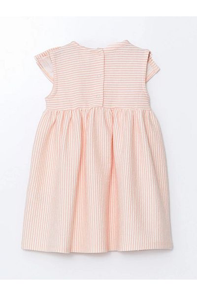 LC Waikiki Lcw Baby Ecru Striped Baby Girl Interlock Dress