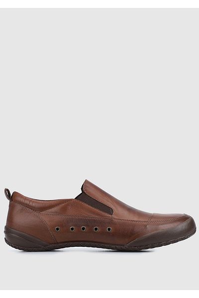City Life Ανδρικό καφέ δερμάτινο slip-on